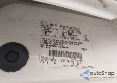 2004 Ford Expedition Eddie Bauer from USA, damaged, VIN 1FMFU18L44LA46322